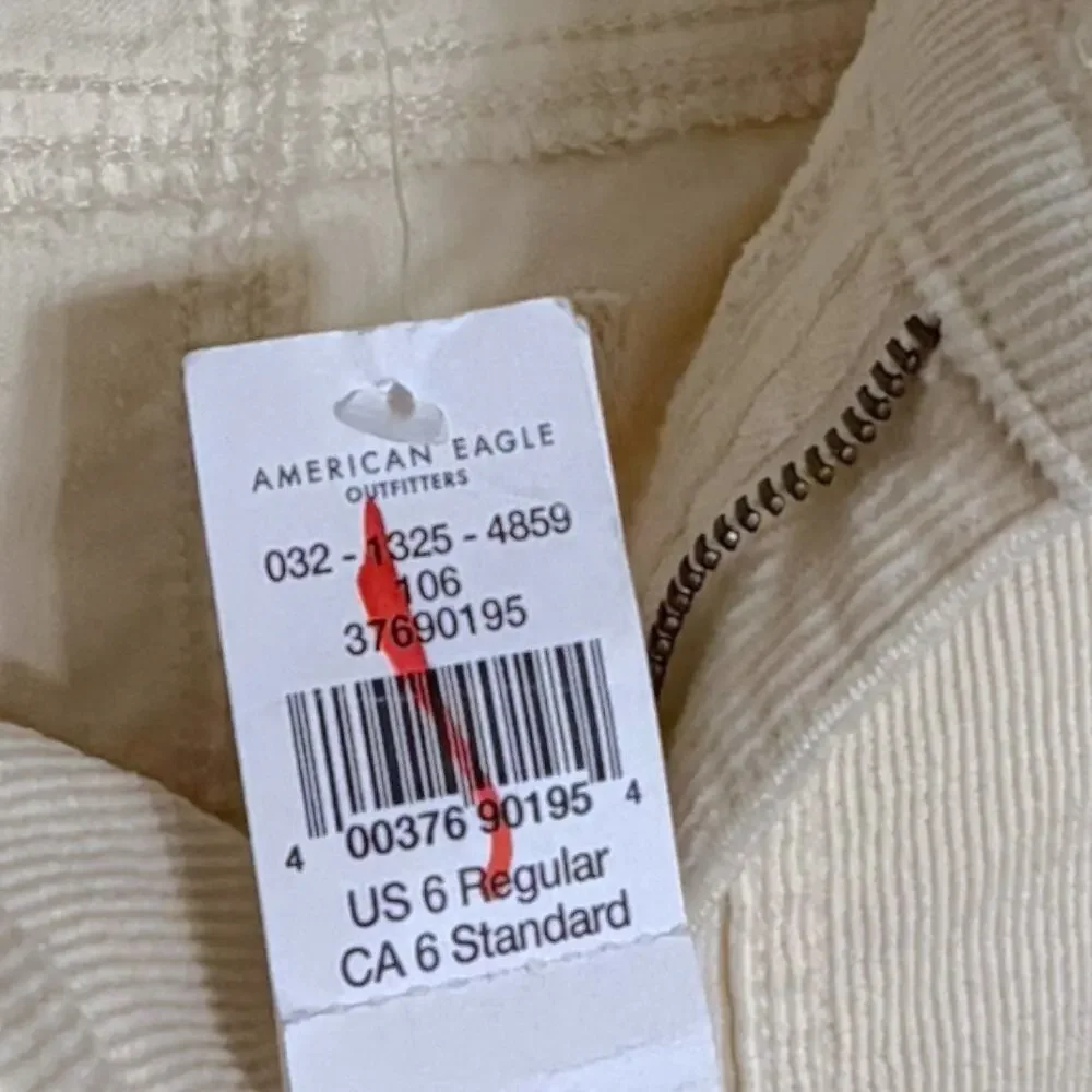 American Eagle Festival Flare Stretch Corduroy Pant Women's 6 Cream Spring NEW - Picture 6 of 9